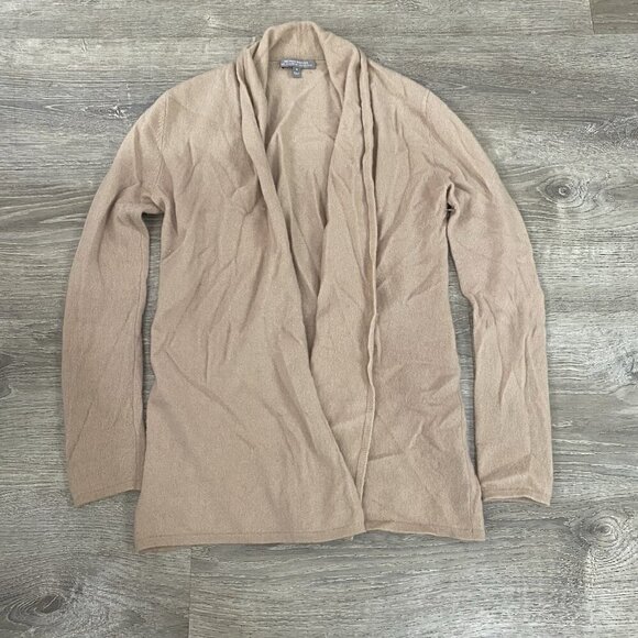 neiman marcus cashmere Open Front Cardigan Beige Knit Preppy S - Picture 1 of 6